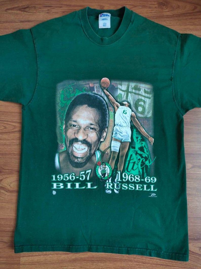 Rare Vintage Bill Russell 90'S Basketball Nba Boston Celtics Shirt