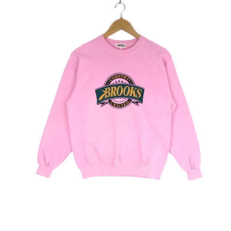 Rare Vintage Brooks Crewneck Sweatshirt Spellout Nice Colour Pullover Sweater Fashion Style Streetwear Hip Hop Swag