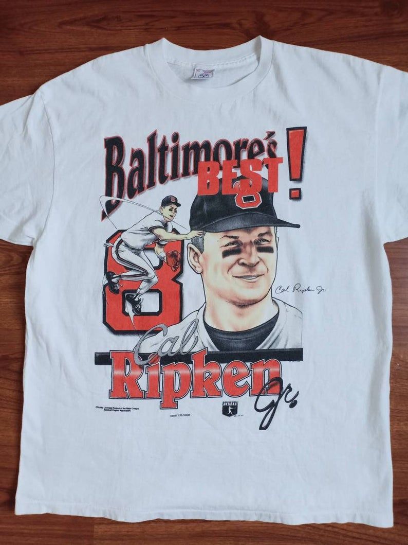Rare Vintage Cal Ripken Jr. Caricature 90'S Baseball Mlb Baltimore Orioles Shirt