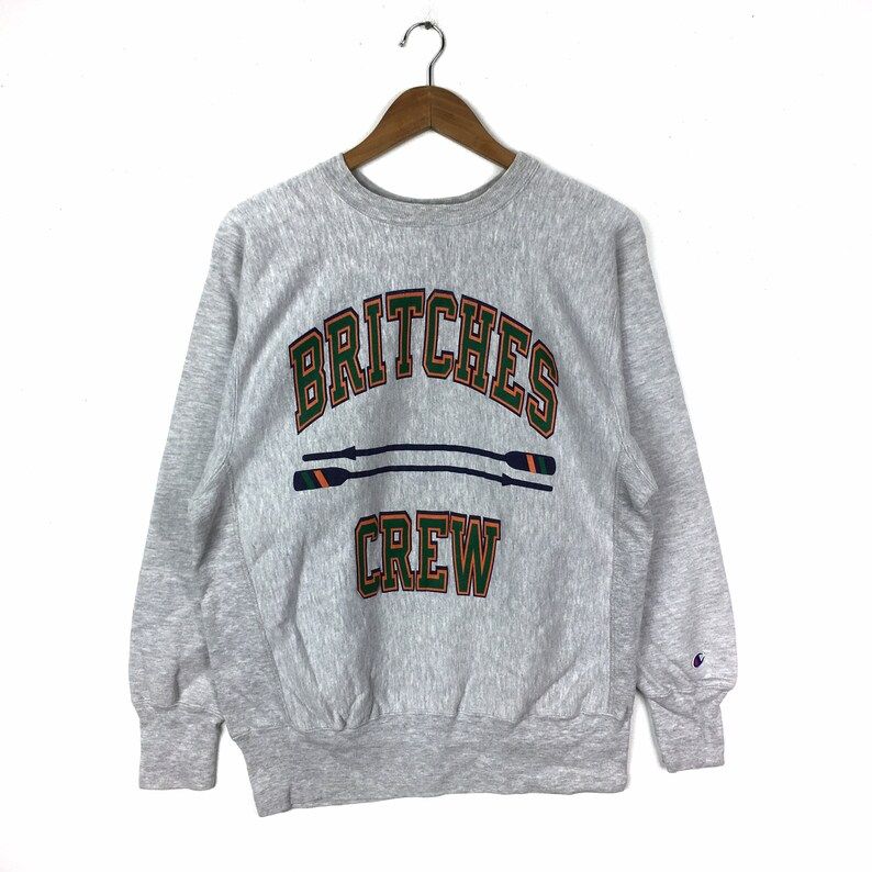 Rare Vintage Champion Reverse Weave Britches Crew Big Logo Crew Neck Sweatshirts Jumper Pullover Large Size