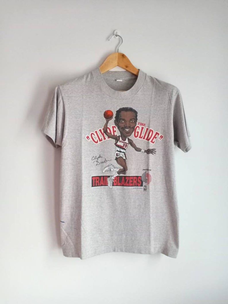 Rare Vintage Clyde Dexler Caricature 80'S Salem Sportswear Shirt