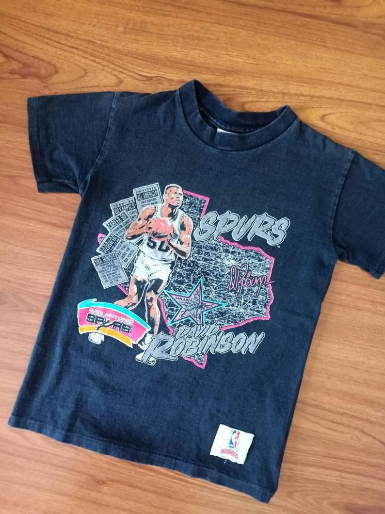 Rare Vintage David Robinson Caricature 90'S  Nutmeg Mills Basketball Nba Shirt