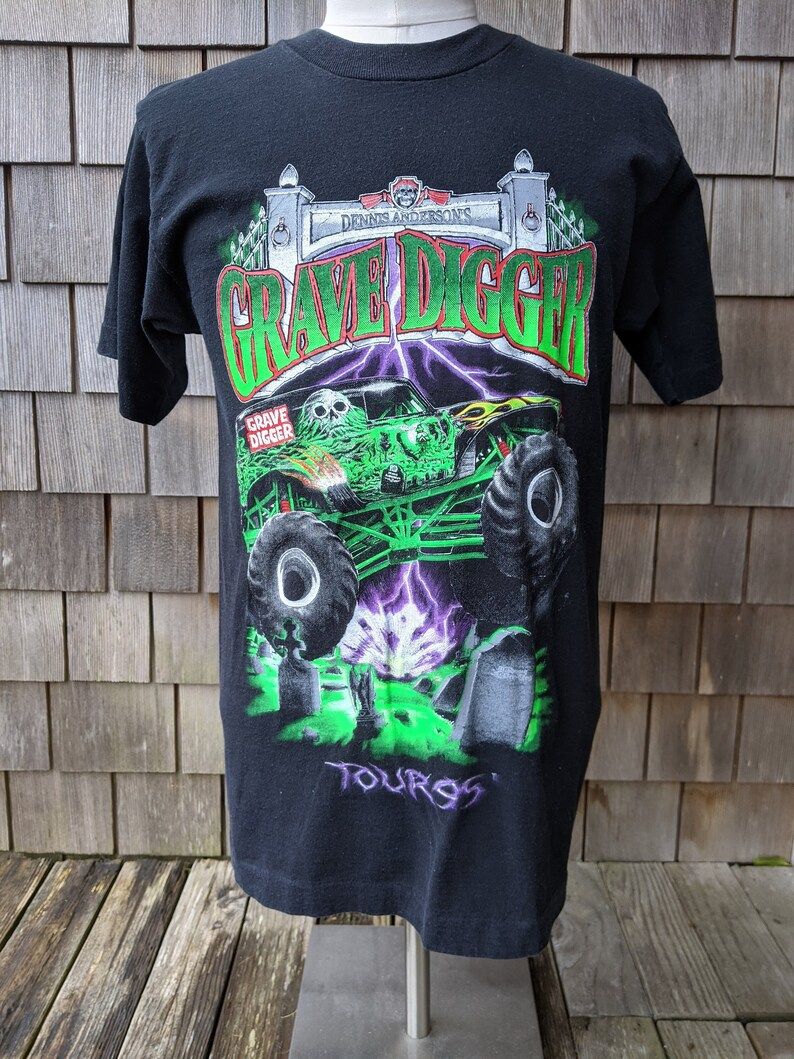 Rare Vintage Dennis Anderson Grave Digger Tour 1995 Black Shirt