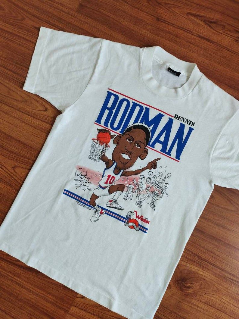 Rare Vintage Dennis Rodman The Worm 80'S Basketball Detroit Pistons Shirt