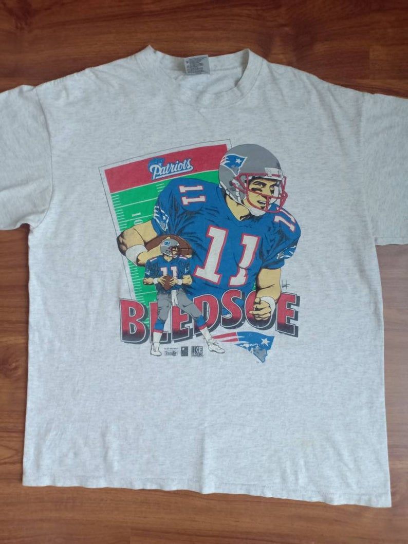 Rare Vintage Drew Bledsoe Caricature 90'S New England Patriots Shirt