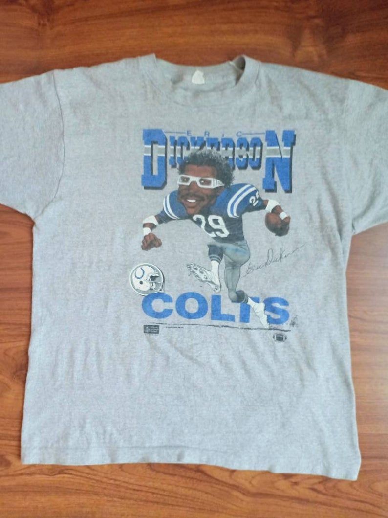 Rare Vintage Eric Dickerson Caricature 80'S Nfl Football Salem Sportwear Indianapolis Colts Shirt