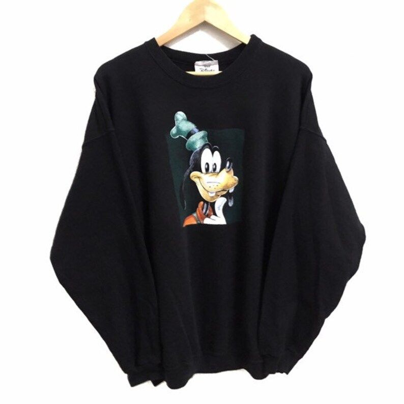 Rare Vintage Goofy Cartoon Disneyland Big Logo Crew Neck Sweatshirts Jumper Pullover Xl Size