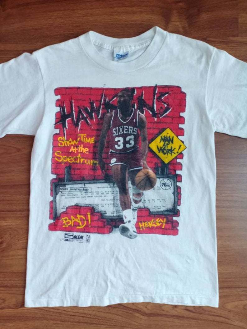 Rare Vintage Hersey Hawkins Caricature 90'S Salem Sportswear Nba Basketball Philadelphia Shirt