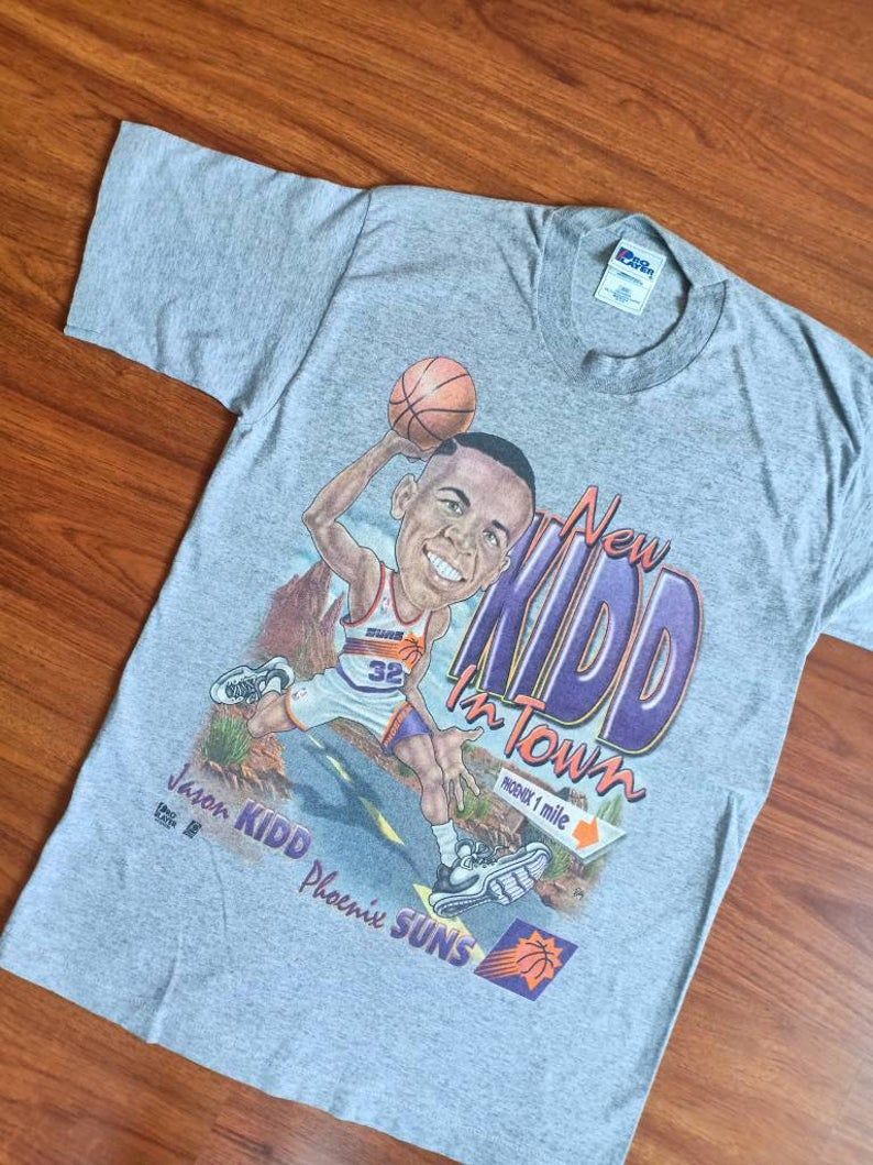 Vintage 90's Phoenix Suns Jason Kidd Caricature New Kidd in Town Shirt