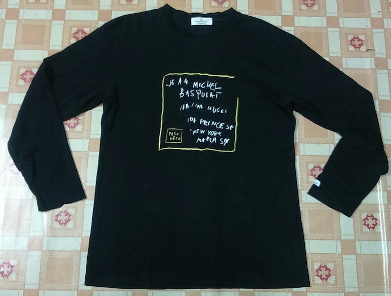 Rare Vintage Jean Michel Basquiat Long Sleeve Black T Shirt