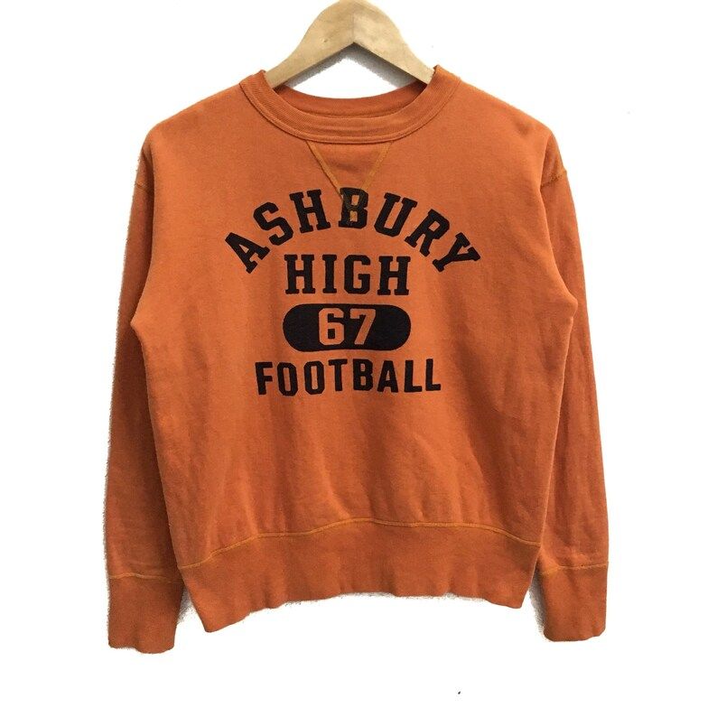 Rare Vintage Joe Mccoy Co Western Big Logo Orange Colour Crew Neck Sweatshirts Jumper Pullover 38 Small Size