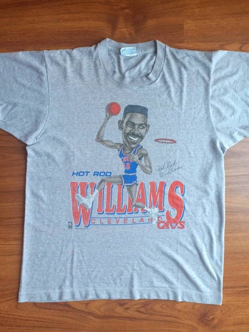 Rare Vintage John Hot Rod William Caricature 80'S Salem Sportswear Cleveland Cavaliers Soft And Thin Shirt