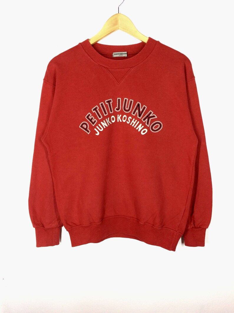 Rare Vintage Junko Koshino Embroidery Spellout Big Logo Sweatshirt Petit Junko Crewneck
