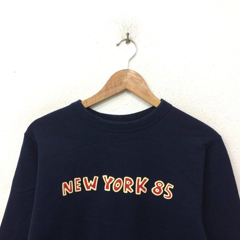 Rare Vintage Keith Haring Pop Art New York 85 Sweatshirt Dark Blue Color