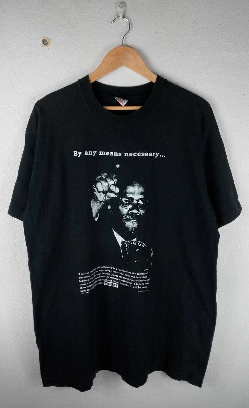 Rare Vintage Malcom X Big Logo Crew Neck Black Colour T Shirts Extra Large Size