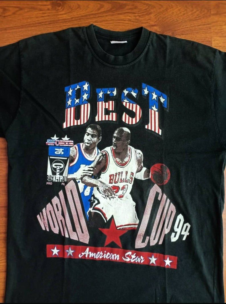 Rare Vintage Michael Jordan & Magic Johnson Caricature 90'S Nba Basketball Chicago Bulls La Lakers Shirt