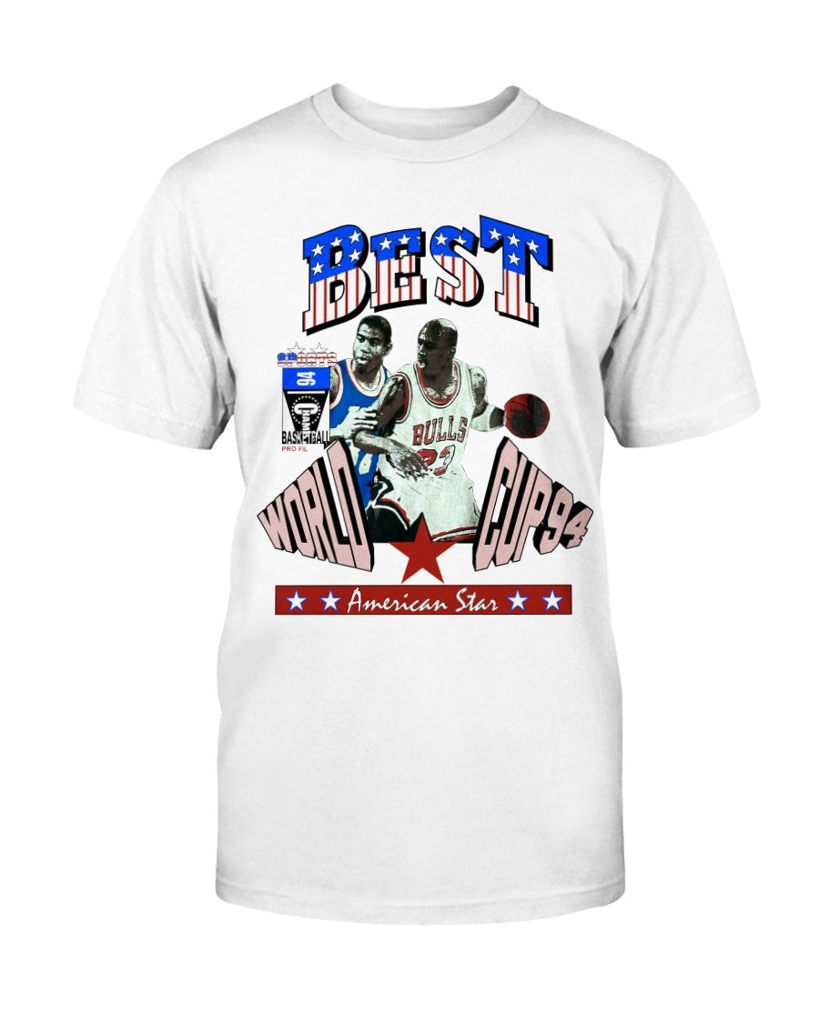 Rare Vintage Michael Jordan  Magic Johnson Caricature 90S Nba Basketball Chicago Bulls La Lakers T Shirt 071221