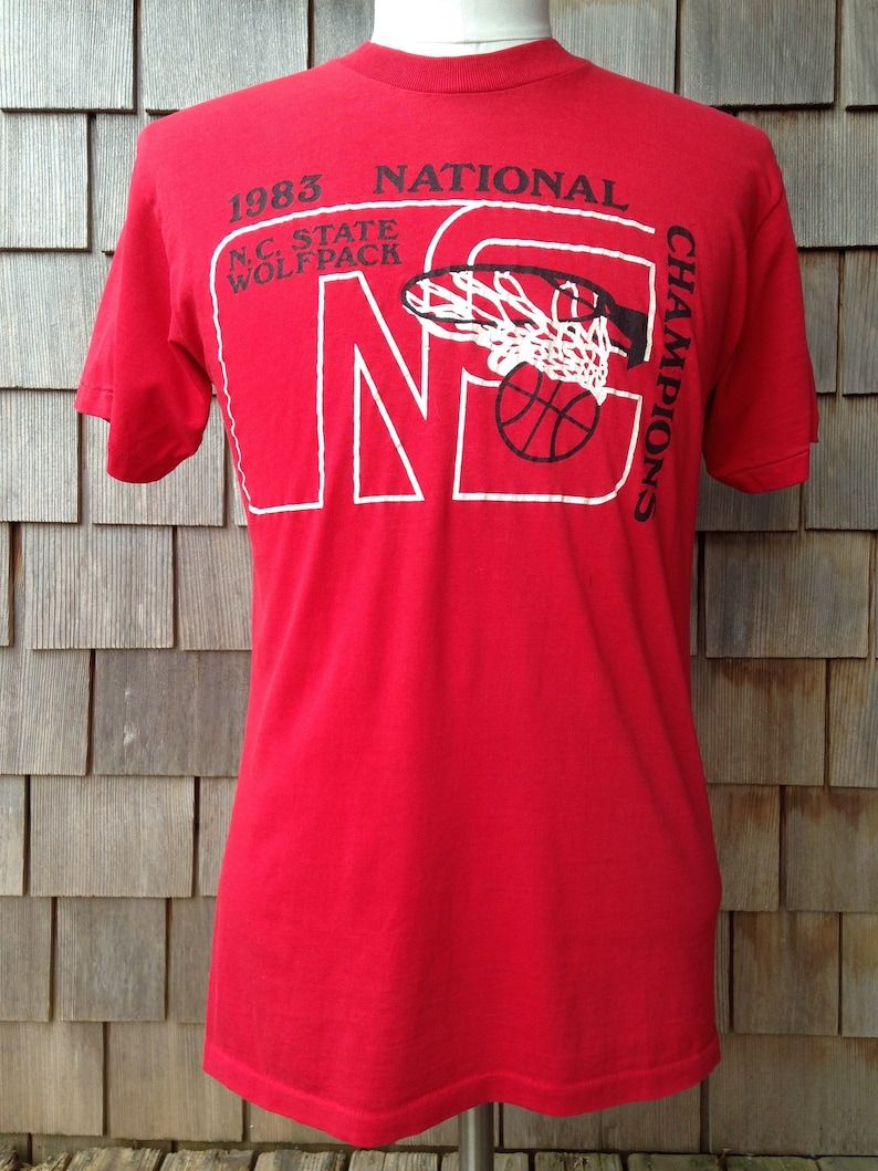 Rare Vintage Nc State Wolfpack 1983 National Champions T Shirtmediumbasketball Ncaa Champsnorth Carolina Stcardiac Pack