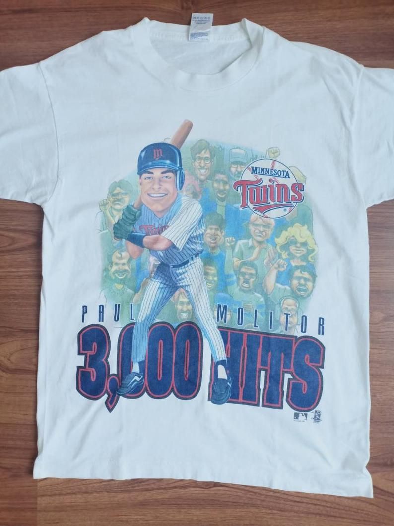Rare Vintage Paul Molitor 3000 Hits Caricature 90'S Shirt