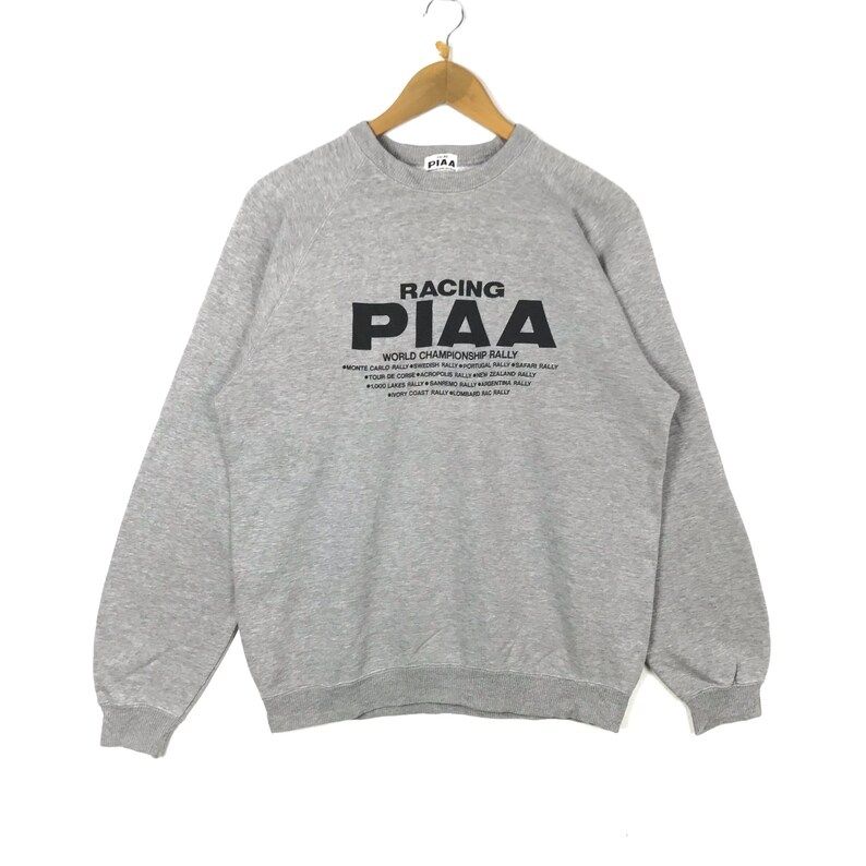Rare Vintage Piaa Racing Sweatshirt Sweater Jumper Pullover World Championship Rally Motorsports F1 Racing Team Gray Colour Shirt