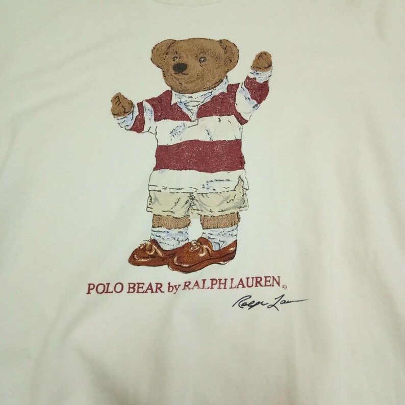 Rare Vintage Polo Bear Ralph Lauren Sweatshirt Polo Bear Rugby Polo Sport Hip Hop Street Wear
