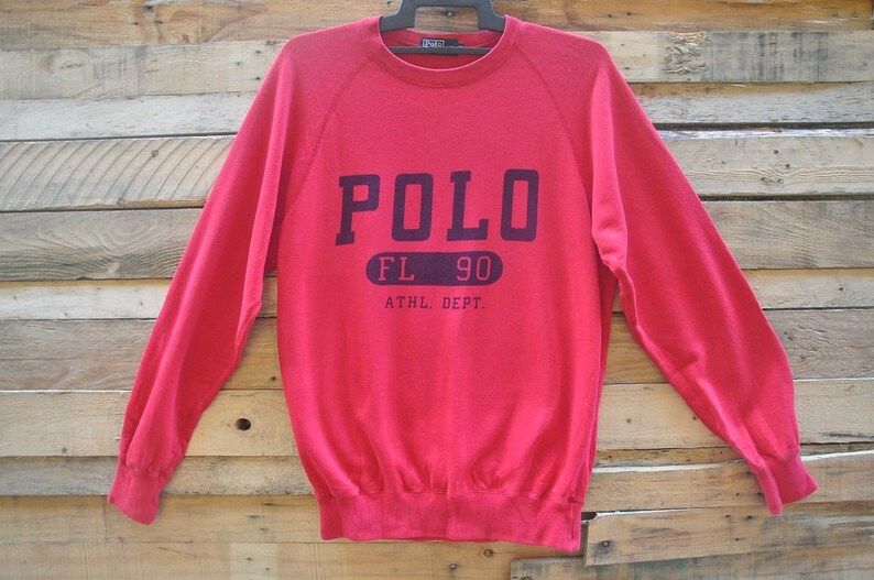 Rare Vintage Polo Ralph Lauren Fl 90 Red Sweatshirtm Mediuml Largeswagk Swiss Royaltyhip Hoprap