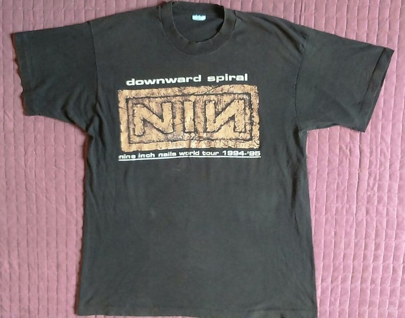 Rare Vintage Punk Rock Band Nine Inch Nails Nin World Tour 1994 95 Downward Spiral Black T Shirt