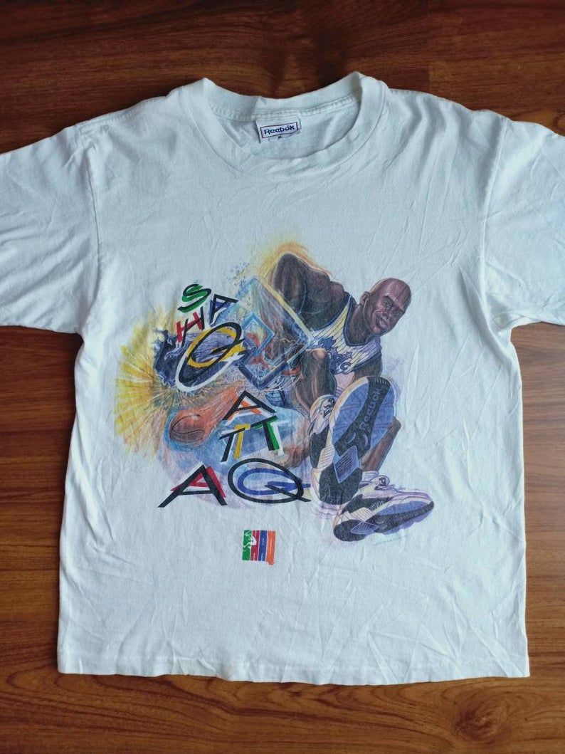 Rare Vintage Shaquille O'Neal X Reebok Caricature 90'S Nba Basketball Orlando Magic Shirt