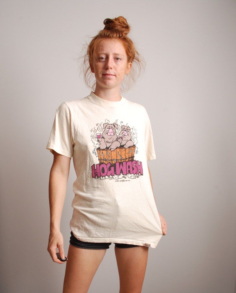 Reserved 80S Medium Hog Wash Crazy Shirt Hawaii T Shirt Unisex Adult Funny Pig