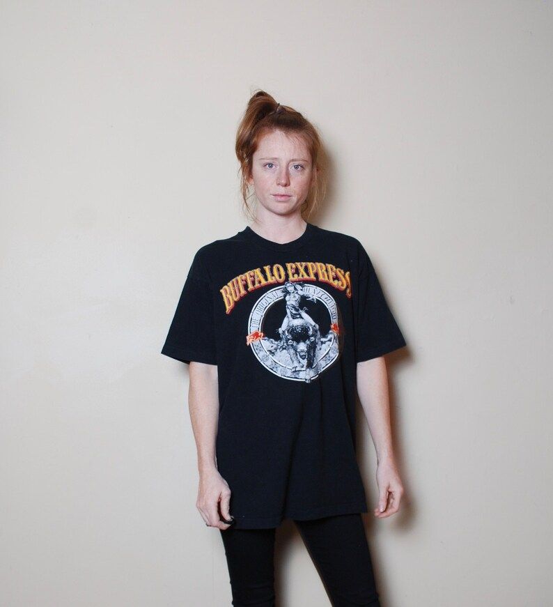 Reserved 90S Xl Buffalo Express The Heavyweight T Shirt Crew Neck Mens Women Vintage Clothing Graphic Tee Shirt Sexy Lady Riding