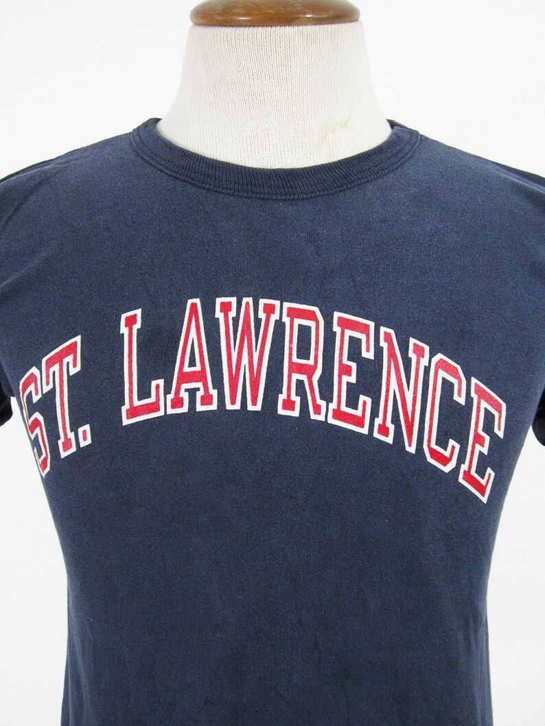 Reserved For Duke T Vintage 80S St Lawrence University T Shirt Navy Blue Champion Made In Usa