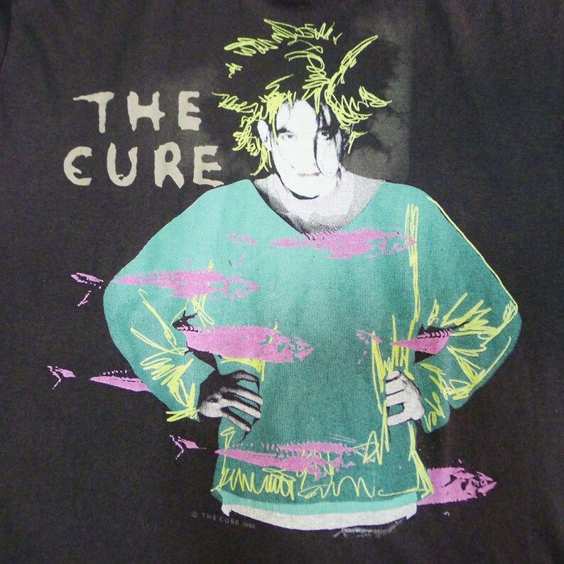 Reserved To Trinity Vintage 80S 1986 Robert Smith The Cure Beach Party Tour Emo Punk Goth Rock Black T Shirt Large Size Thin Rare