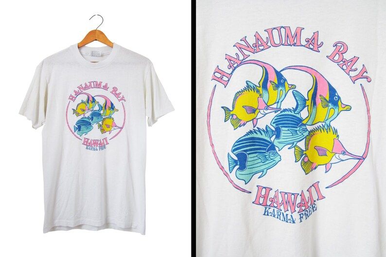 Reserved Vintage 80S Hawaii Threadbare T Shirt White Hanes 50 50 Hanauma Bay Soft