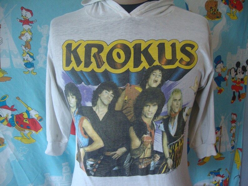 Reserved Vintage 80S Krokus Heavy Metal Hoodie Band Tee 1985 Tour Concert