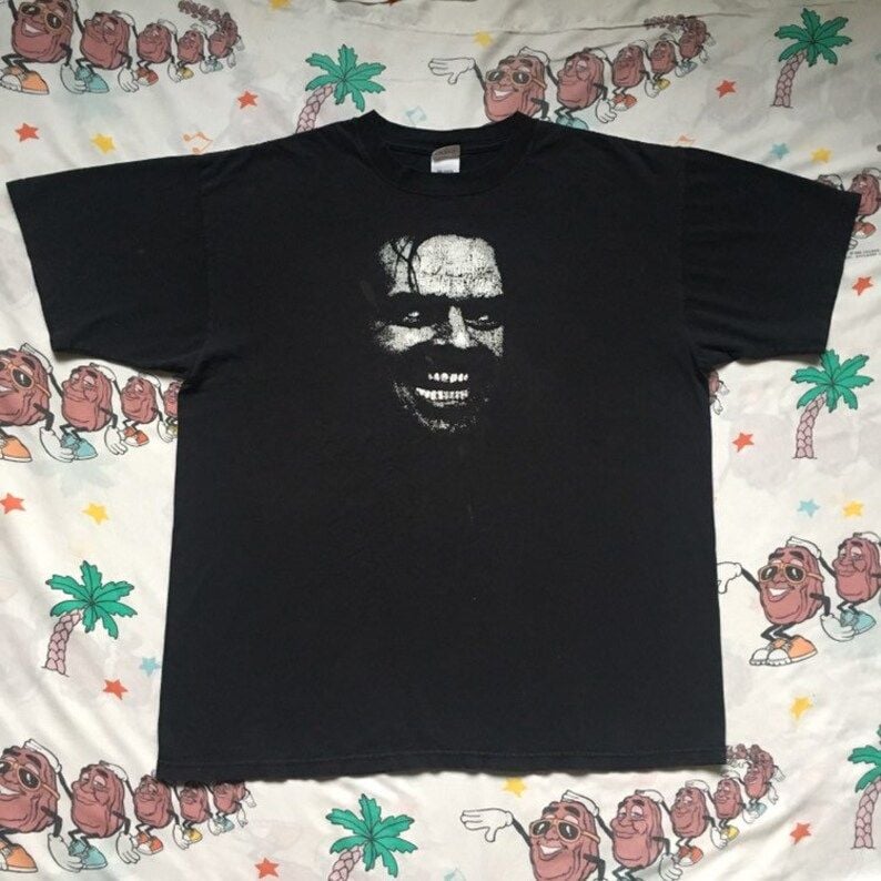 Reserved Vintage 90S 00S The Shining Heres Johnny T Shirt Distressed Faded Black