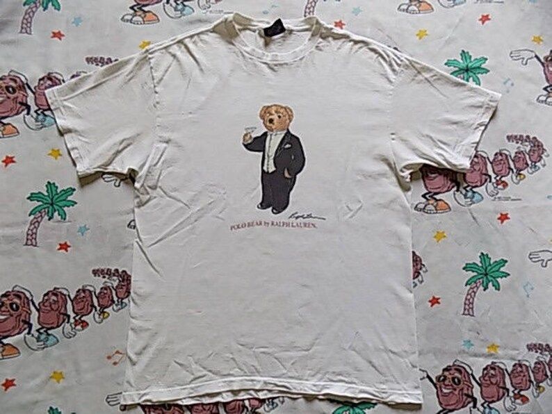 Reserved Vintage 90S Polo Bear By Ralph Lauren T Shirt Arge Soft And Thin Usa Made