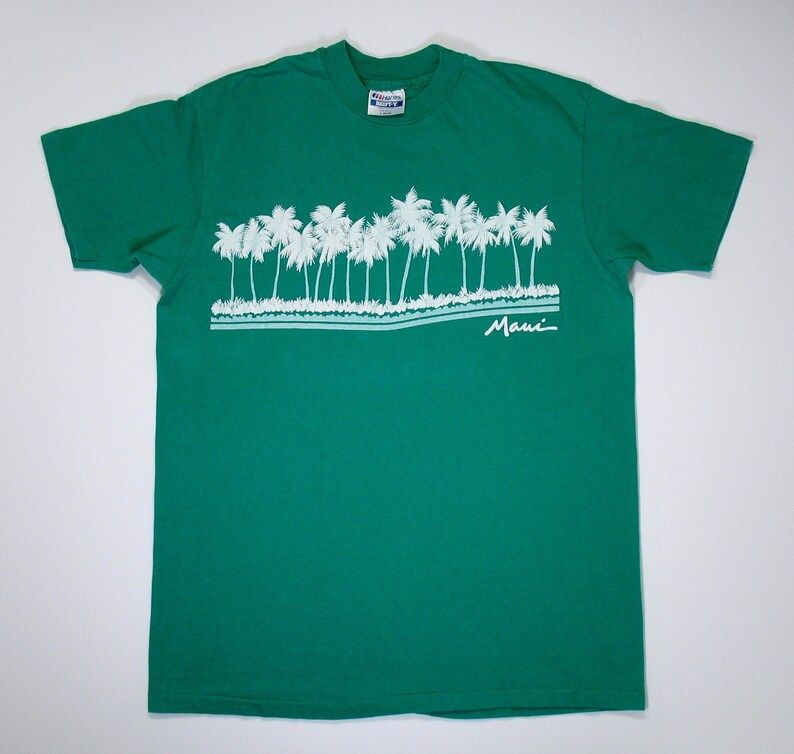 Reserved Vintage Maui T Shirt 80S Hawaii Green Aqua Tee Medium Surfer Sea Punk Palm Trees Summer Beach 90S Ocean Pacific Skater