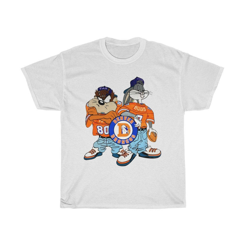 Retro Denver Broncos Looney Tunes Unisex Heavy Cotton Tee 211025