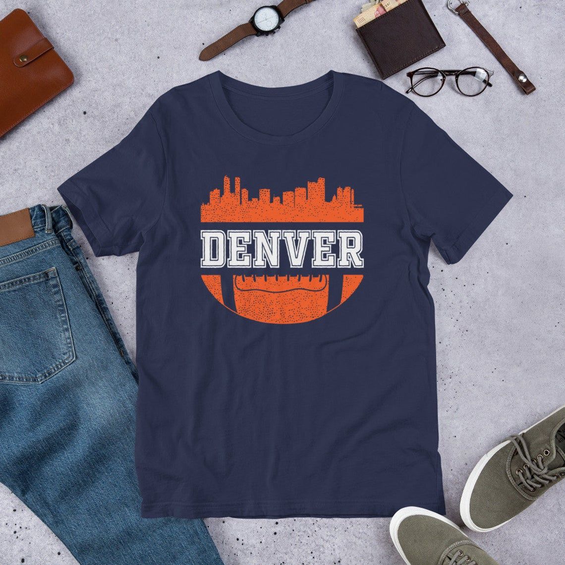 Retro Denver Football Vintage Bronco Fan Skyline Shirt