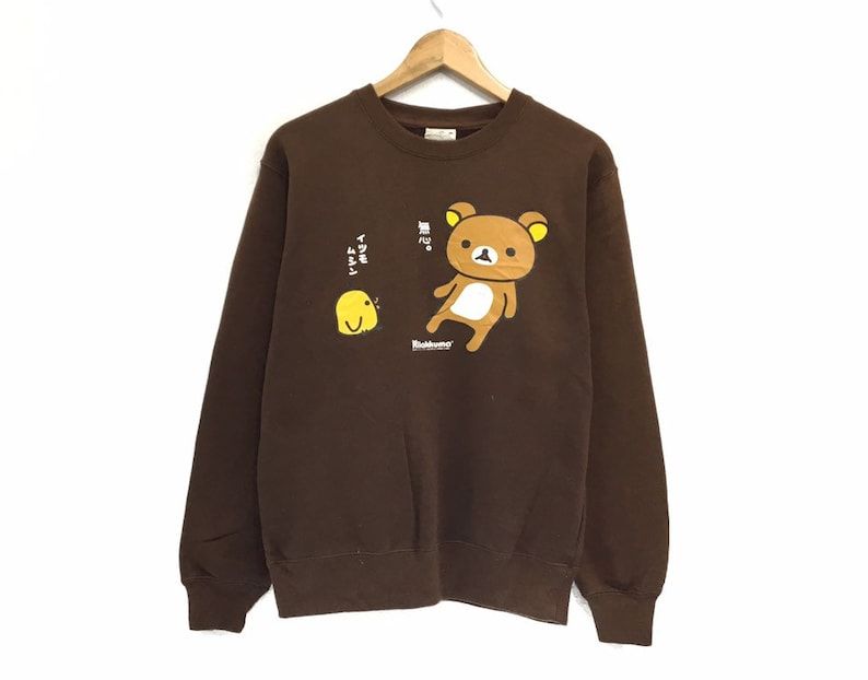 Rilakkuma Crewneck Sweatshirt Big Logo Cartoon Character Pullover