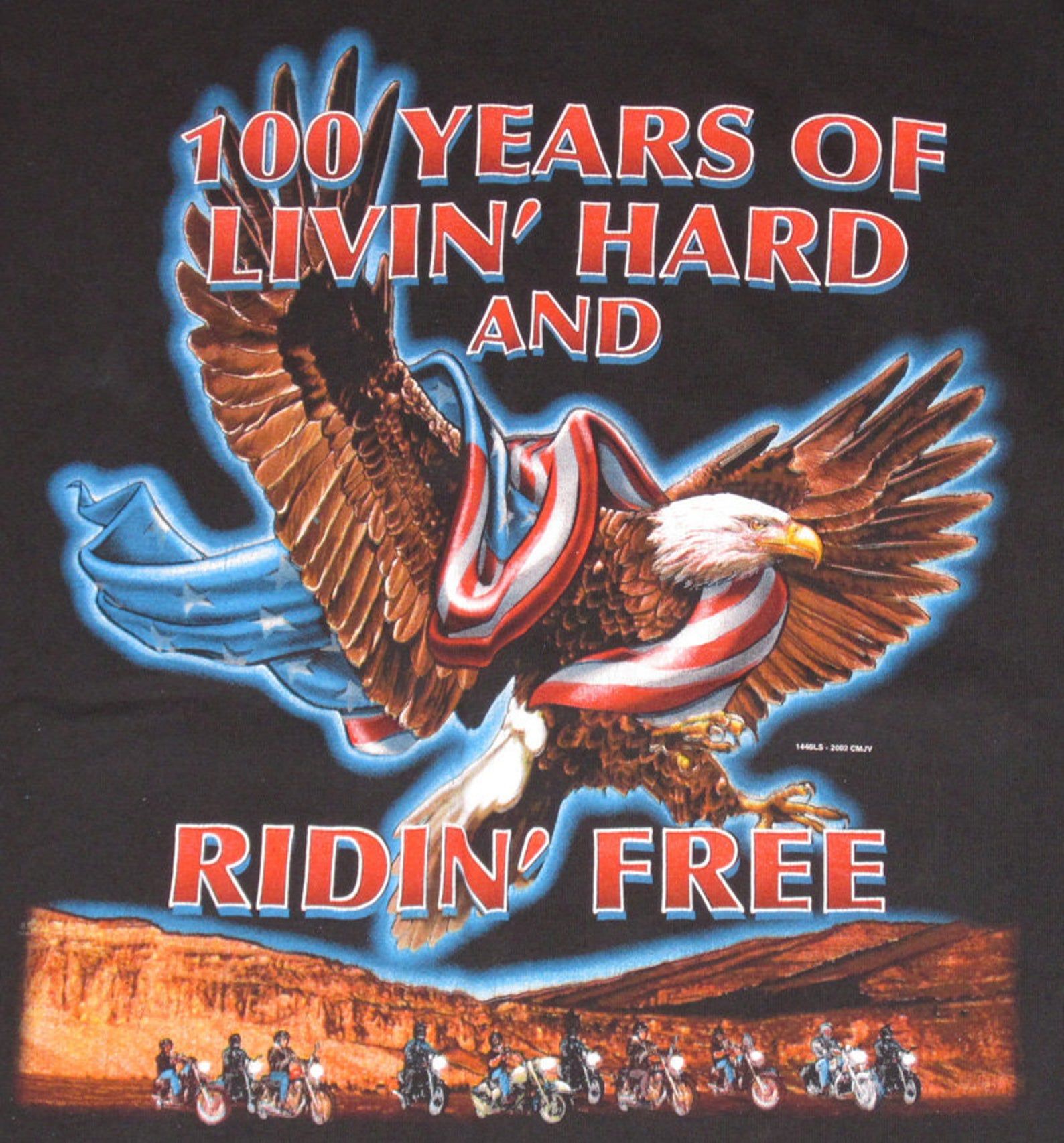 Road Rash - Vintage Big Eagle Leather Biker T-Shirt From Columbus Oh - -Not Screen Stars - Harley-Davidson
