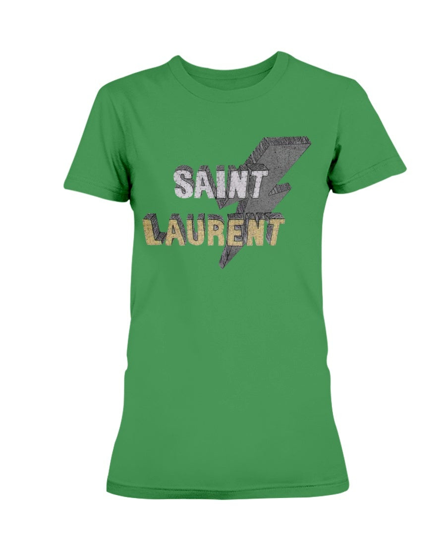 Saint Laurent Lightning Bolt Print Mottled Boyfriend Ladies T Shirt 211006