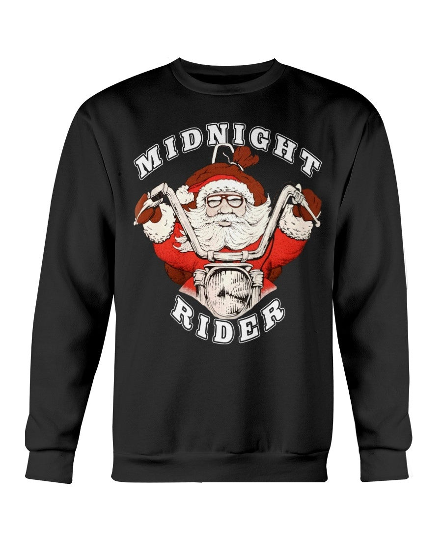 Santa Claus Biker Sweatshirt Vintage 90S Midnight Rider Christmas Motorcycle Sweatshirt 211206
