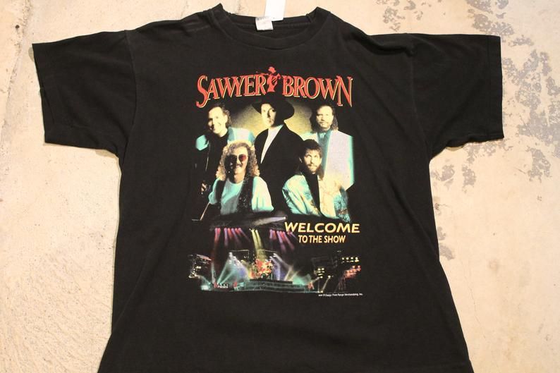 Sawyer Brown Welcome To The Show Music Promo Graphic Vintage  Band Print Country SB Shirt
