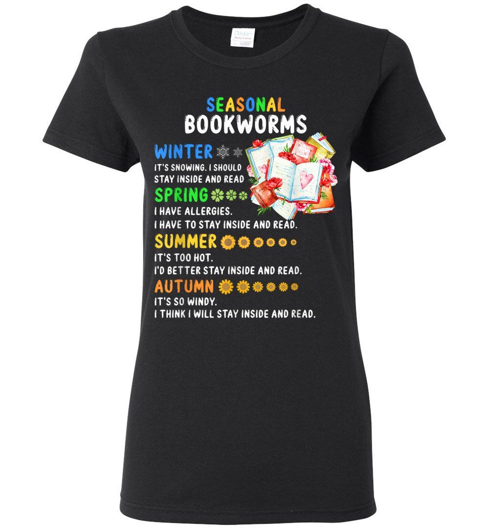 Seasonal Bookworms For Book Lovers Reading book Ladies T-shirt
