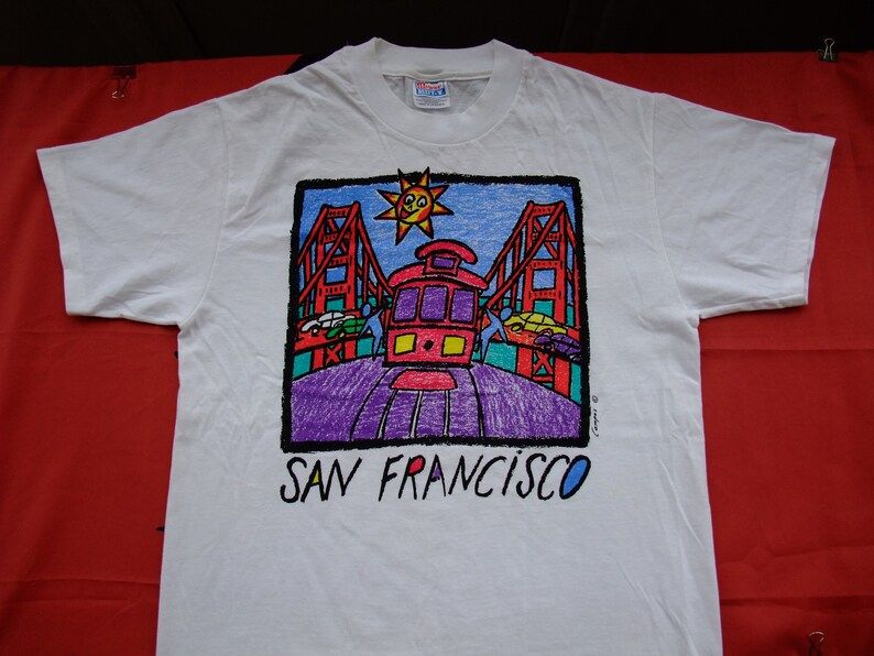 Shirt San Francisco Bridge Campos Funny Tram White Tshirt Adult Medium 38 40