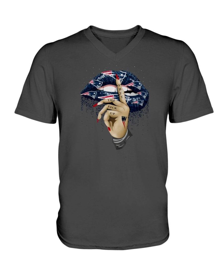 Shut The F Ck Up New England Patriots Lips V Neck Tee 090421