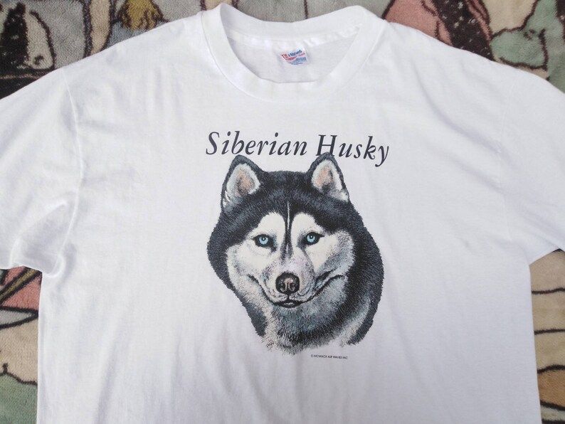 Siberian Husky Vintage Tshirt 80S To 90S Single Stitch Hanes Made In Usa