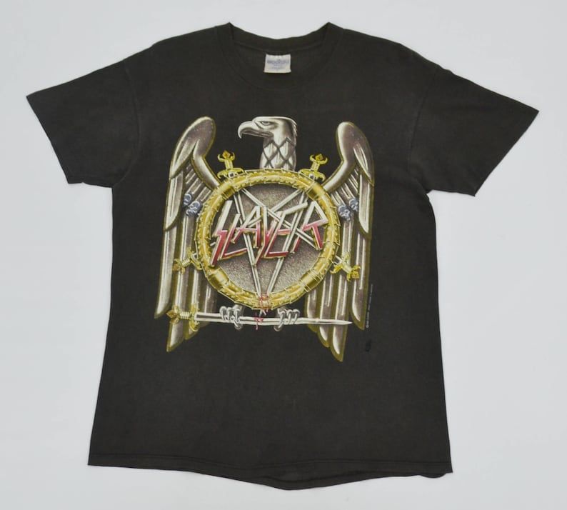 Slayer Distressed Shirt Vintage 90S Slayer Seasons In The Abyss Under License To Brockum Made In Usa Tee T Shirt