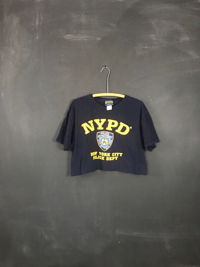 Soft Reworked Upcycled Nypd Crop Top Large New York City